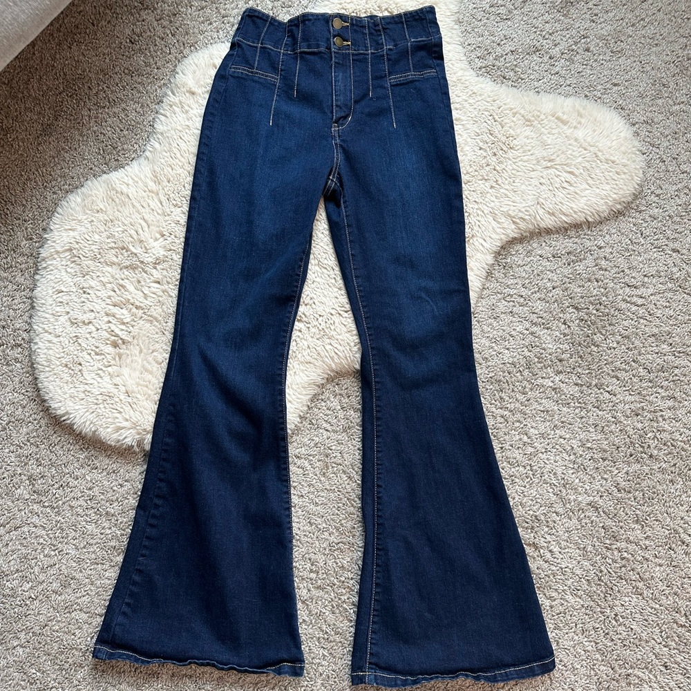 Women's Flared Jeans - Dark Blue